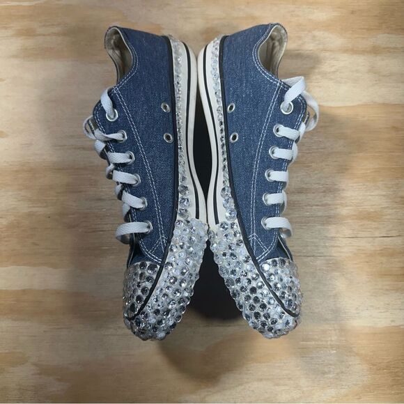 Converse Bedazzled Denim Canvas Sneakers Women’s Size 8 - Picture 4 of 9